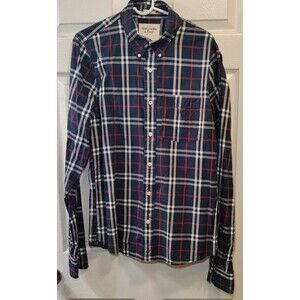 Abercrombie & Fitch Shirt Mens XXL Blue Plaid Muscle Long Sleeve Button Up Prep